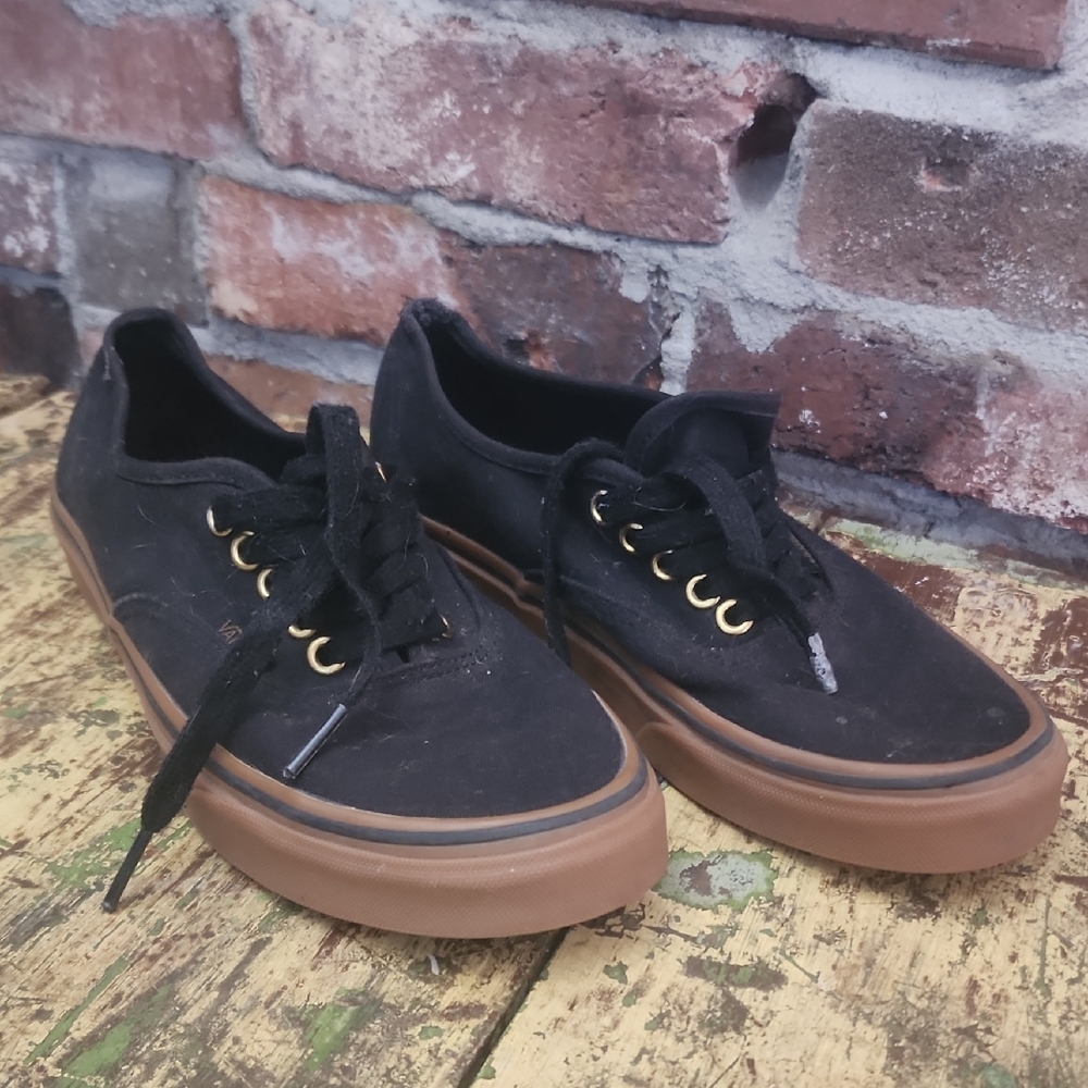 Vans Black Sneakers with Brown Soles